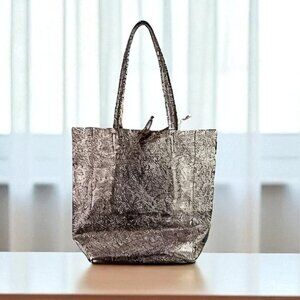 Anita Gold Italian Leather Women’s Handbag – Designer Shopper Tote Bag